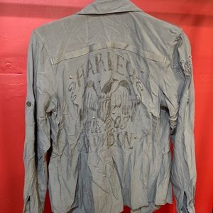 Harley Davidson rayon long sleeve button down